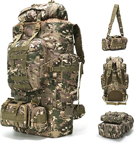 100L Camping တောင်တက် ကျောပိုးအိတ် Molle Rucksack စစ်ဘက် စခန်းချ ကျောပိုးအိတ် Daypack #B0015